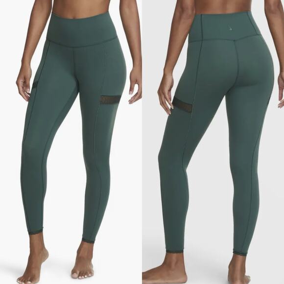 Nike Yoga Statement High Waist 7/8 Tights In Green - Picture 1 of 10
